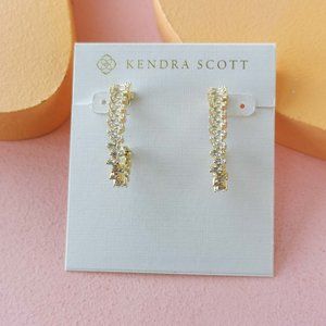 Kendra Scott - Juliette White Crystal Gold Oval Hoop Earrings